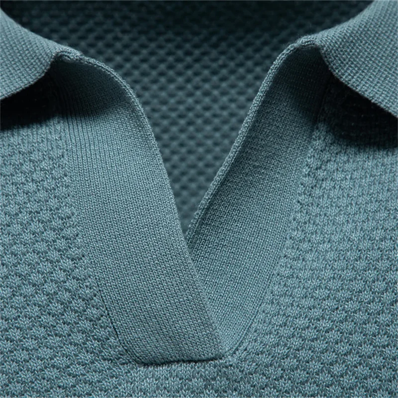 Calviro Polo Herren kurzarm Polyester Viskose Kragen mit Knopfleiste einfarbig