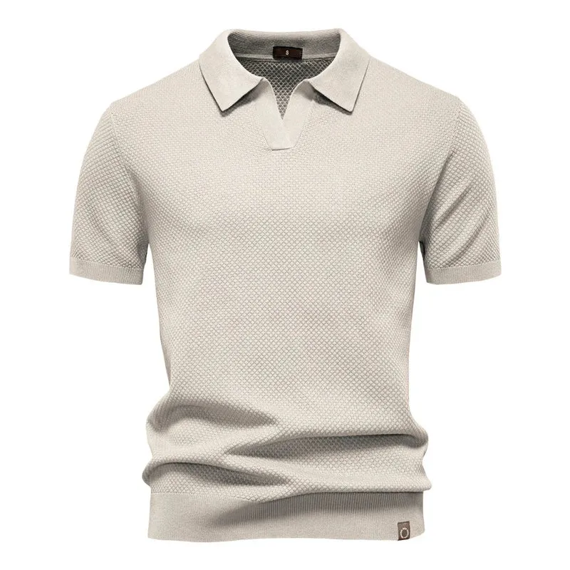 Calviro Polo Herren kurzarm Polyester Viskose Kragen mit Knopfleiste einfarbig