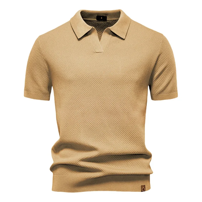 Calviro Polo Herren kurzarm Polyester Viskose Kragen mit Knopfleiste einfarbig