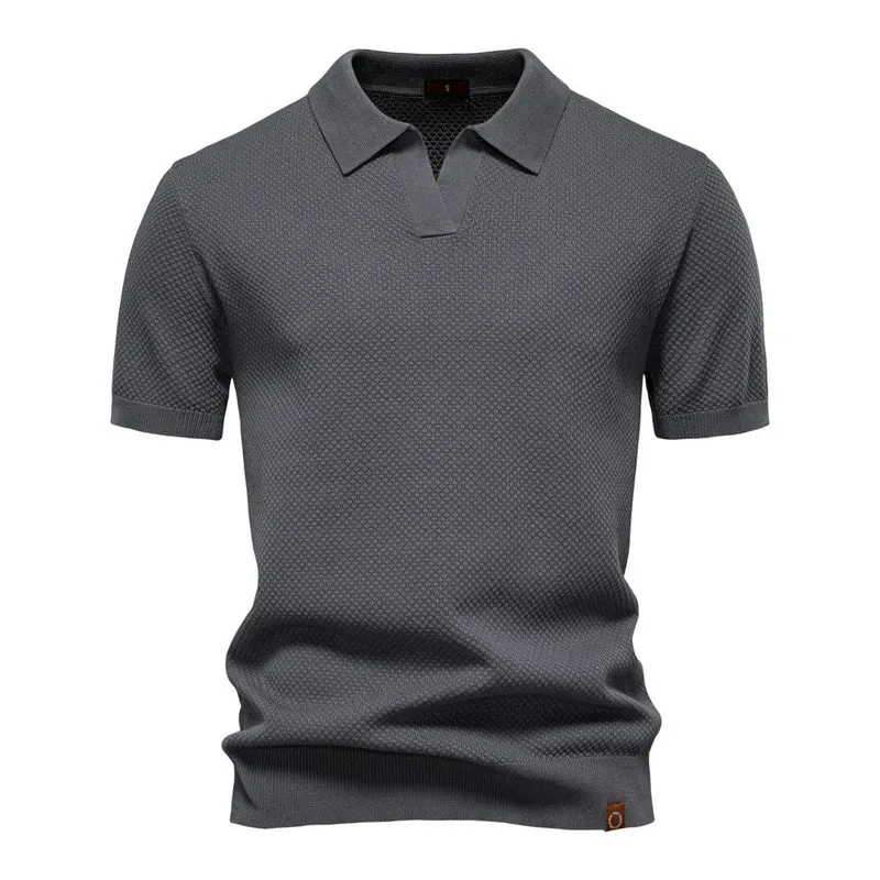 Calviro Polo Herren kurzarm Polyester Viskose Kragen mit Knopfleiste einfarbig