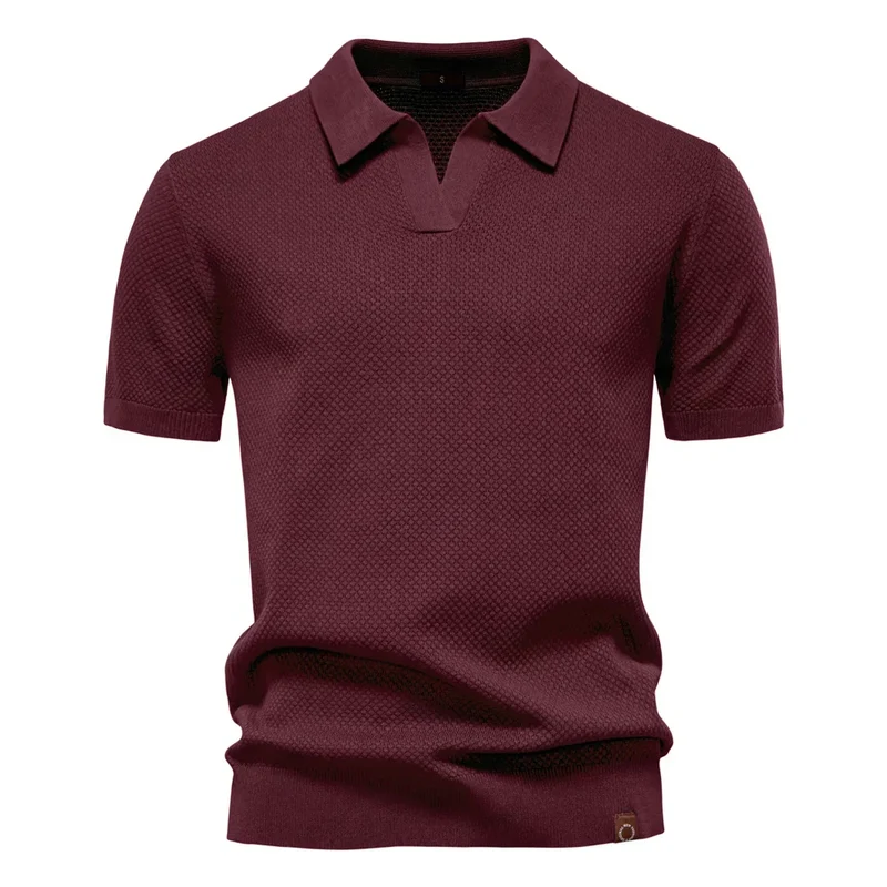 Calviro Polo Herren kurzarm Polyester Viskose Kragen mit Knopfleiste einfarbig