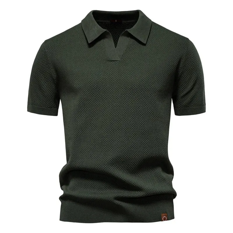 Calviro Polo Herren kurzarm Polyester Viskose Kragen mit Knopfleiste einfarbig