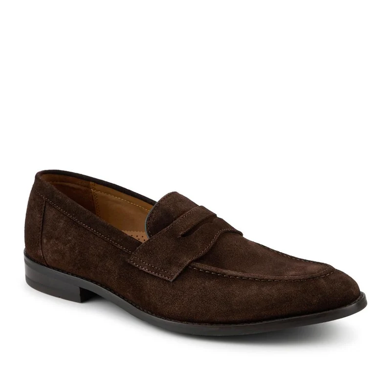 Cabrino Leather Penny Loafers - CABRINO / 328 794 - Dark Brown Suede