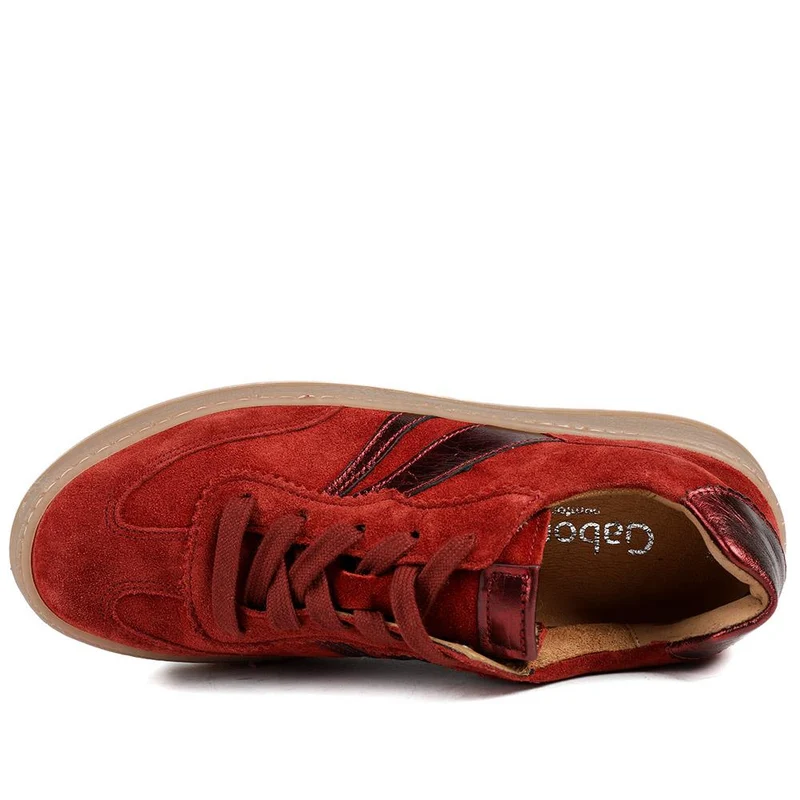 Dahma Gabor Leather Lace-Up Trainers - GAB42510 / 328 029 - Red Suede
