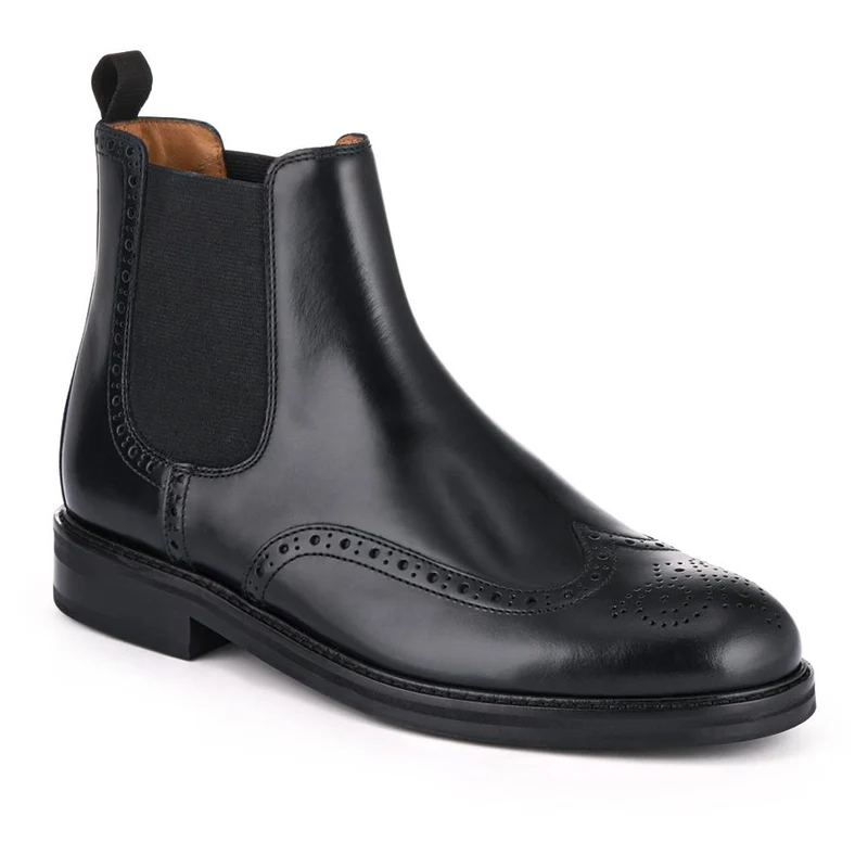 Fieldston Brogue Wingtip Chelsea Boots - FIELDSTON / 327 927 - Black