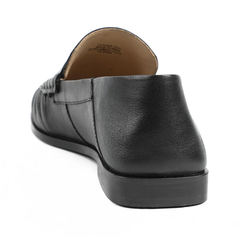 Petunia Leather Flared Heel Penny Loafers - PETUNIA / 328 898 - Black Leather