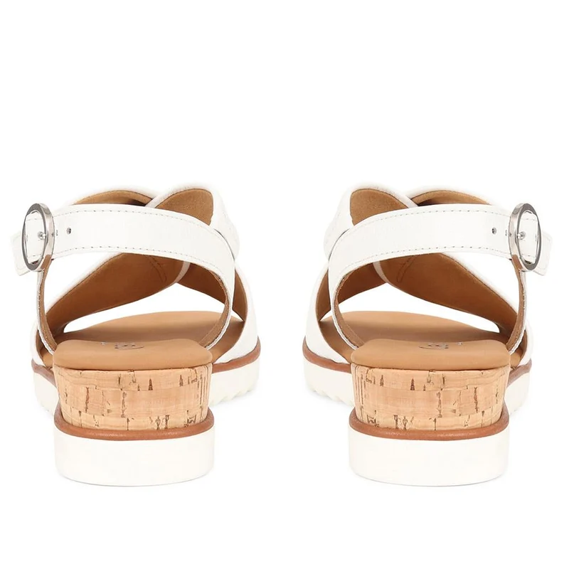 Gabor Rich Wide Fit Leather Twist-Front Sandals - GAB31514 / 317 898 - White