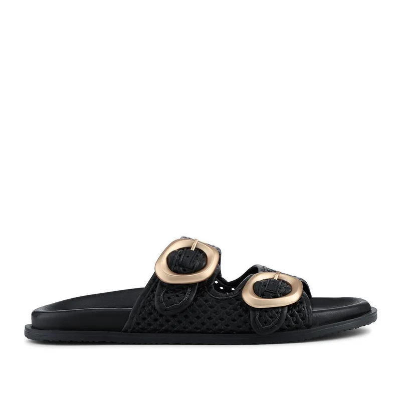 Gisela Leather Dual Buckle Sandals - GISELA / 329 052 - Black