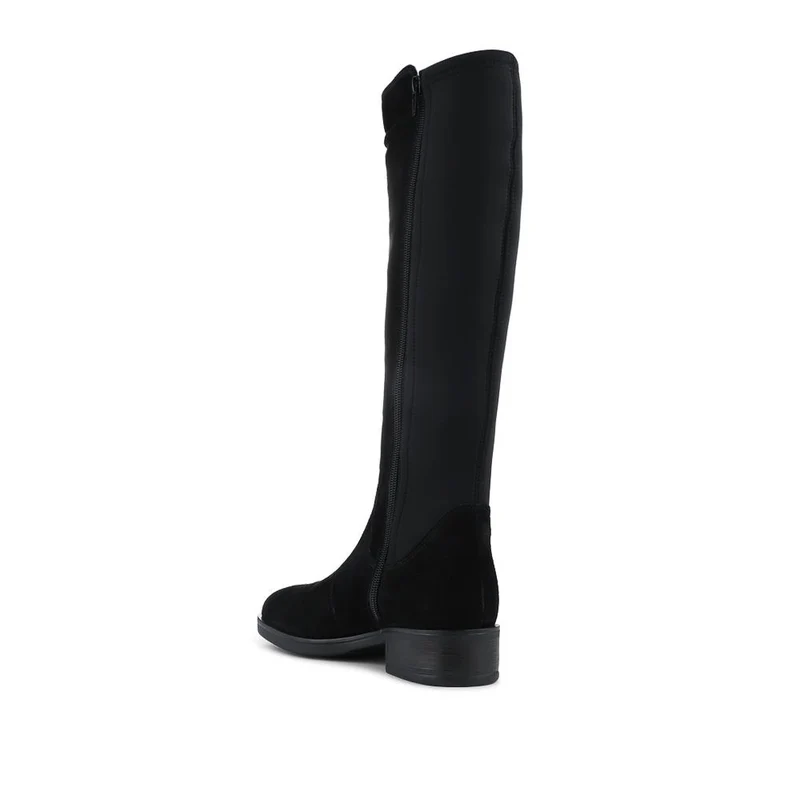 Ellisia Leather Stretch-Fit Long Boots - ELLISIA / 326 064 - Black Suede