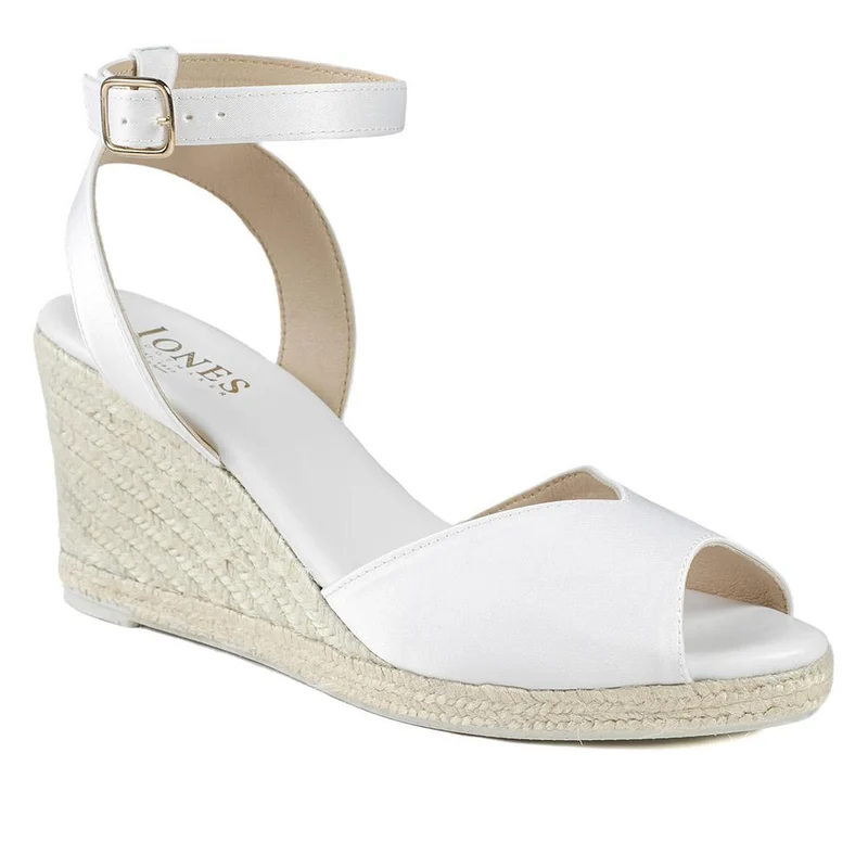 Marchesa Leather Wedge-Heeled Sandals - MARCHESA / 327 169 - White Satin