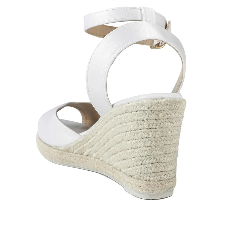 Marchesa Leather Wedge-Heeled Sandals - MARCHESA / 327 169 - White Satin