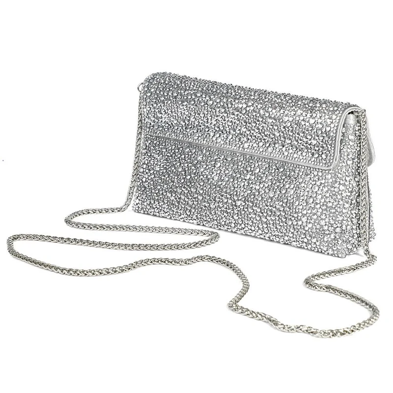 Vertigo Touch Fasten Embellished Clutch Bag - VERTIGO / 328 606 - Silver Sparkle