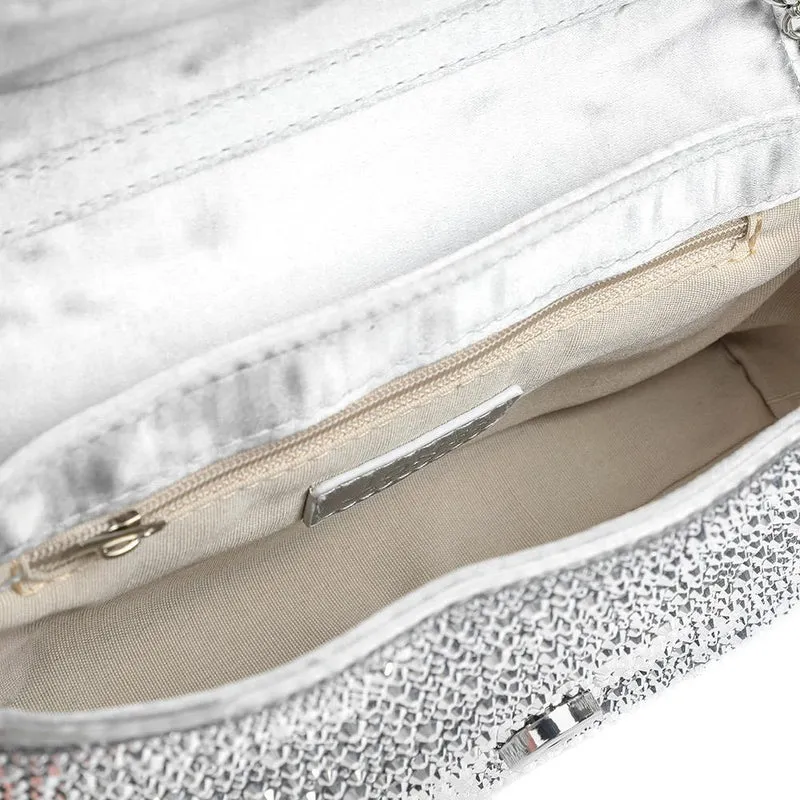 Vertigo Touch Fasten Embellished Clutch Bag - VERTIGO / 328 606 - Silver Sparkle