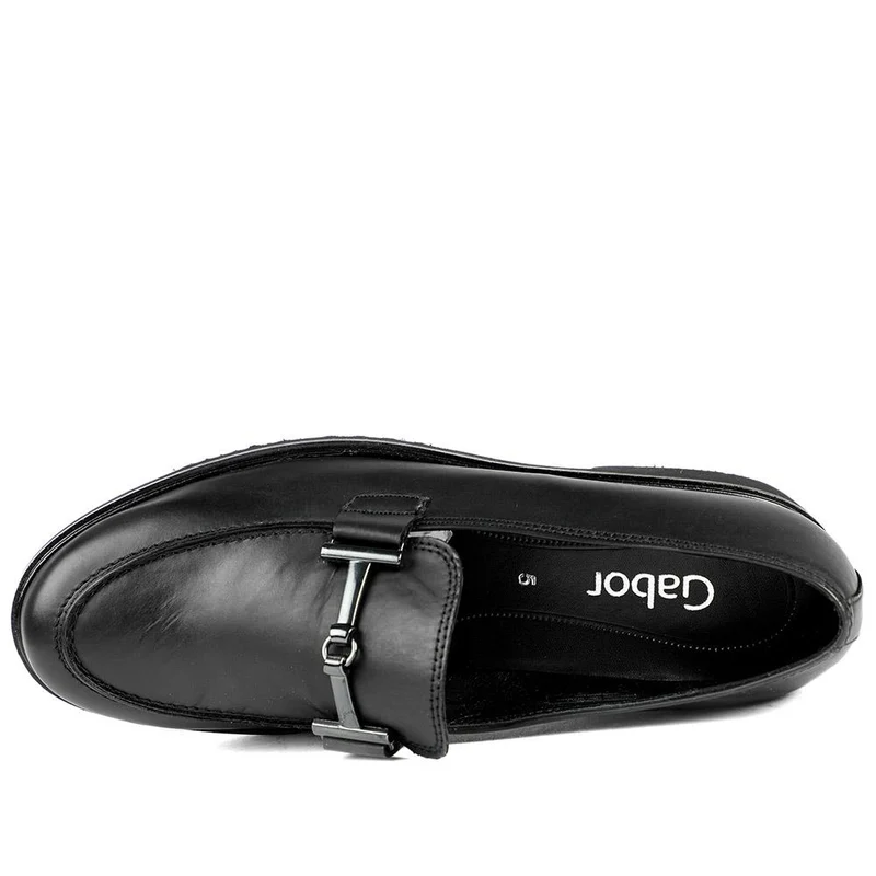 Gabor Leather Buckle Detail Moccasins - GAB42550 / 329 076 - Black