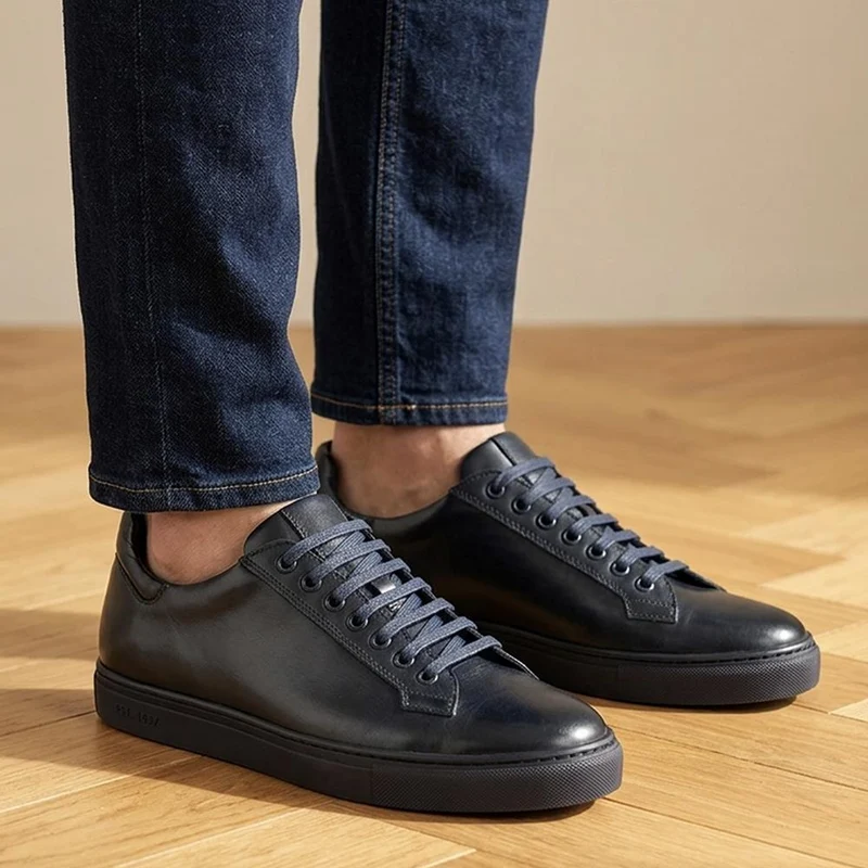Simon Leather Men's Trainers - SIMON / 319 270 - Navy Leather