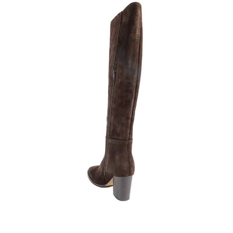 Debbie Smart Leather Long Boots - DEBBIE / 328 441 - Brown Suede