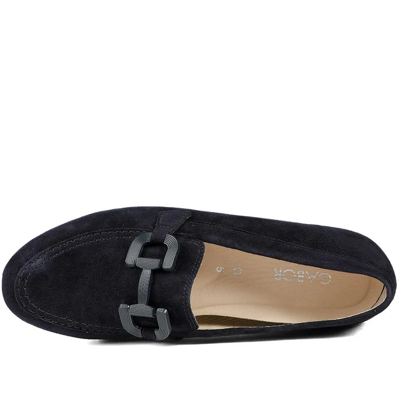 Gabor Baby Wide Fit Leather Moccasins - GAB43507 / 328 758 - Navy