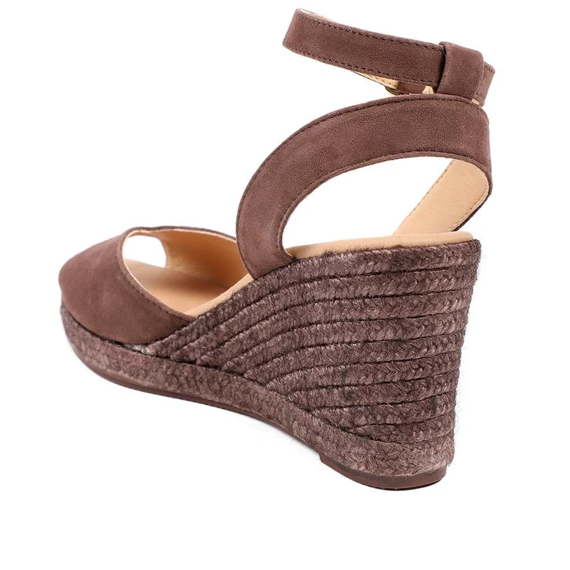 Marchesa Leather Wedge-Heeled Sandals - MARCHESA / 327 169 - Chocolate Suede