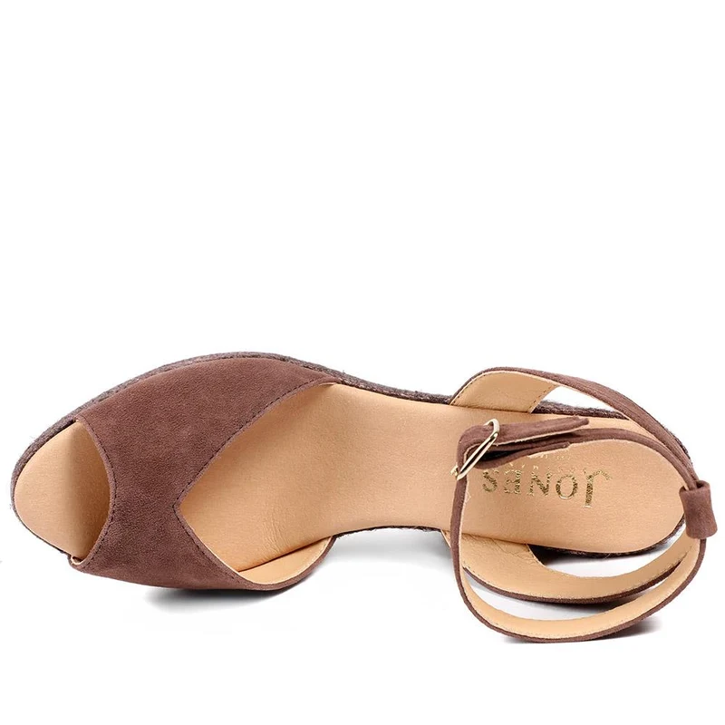 Marchesa Leather Wedge-Heeled Sandals - MARCHESA / 327 169 - Chocolate Suede