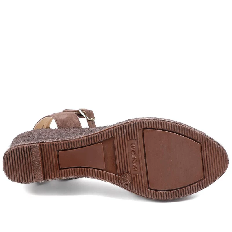 Marchesa Leather Wedge-Heeled Sandals - MARCHESA / 327 169 - Chocolate Suede