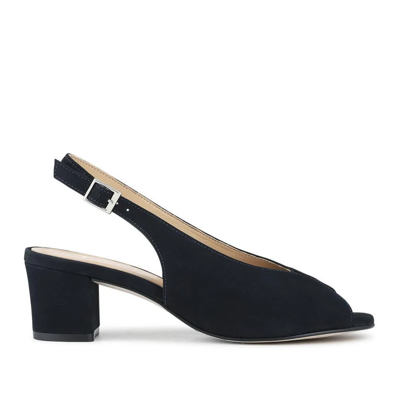 Zahara Leather Peep Toe Slingback Court Shoes - ZAHARA / 329 036 - Navy Nubuck