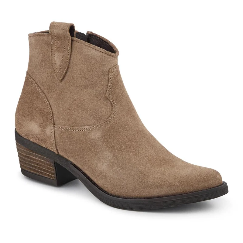 Darsy Leather Heeled Ankle Boots - DARSY / 328 215 - Taupe Suede