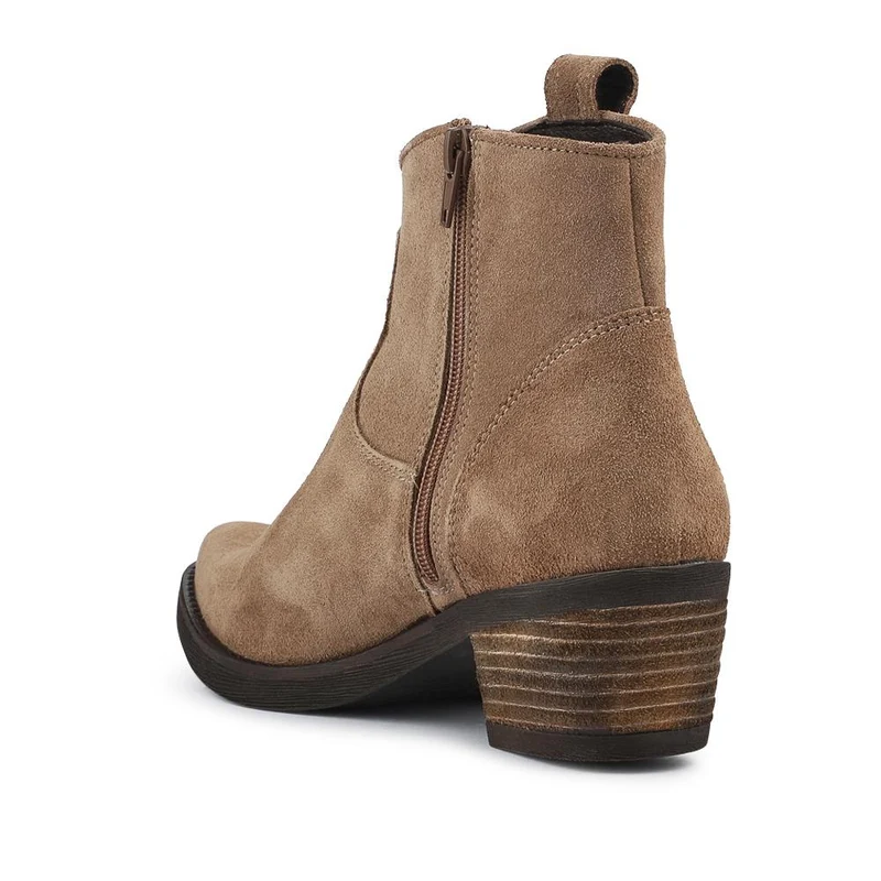 Darsy Leather Heeled Ankle Boots - DARSY / 328 215 - Taupe Suede