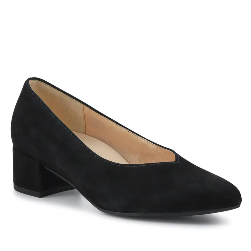 Dixie Gabor Block Heeled Leather Court Shoes - GAB41512 / 327 007 - Black
