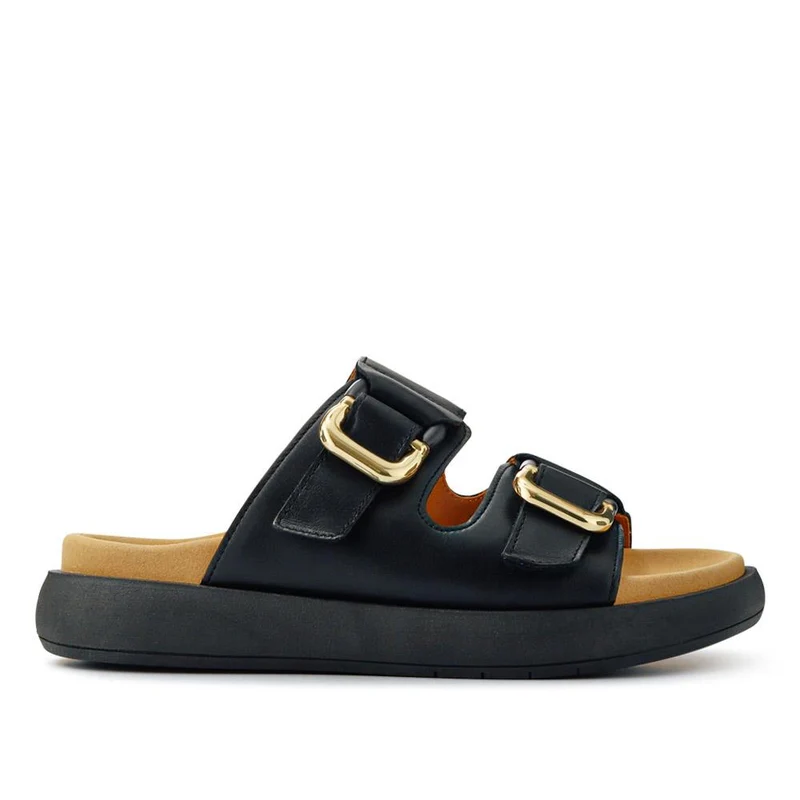 Abe Leather Dual-Strap Mules - GAB41508 / 326 989 - Black