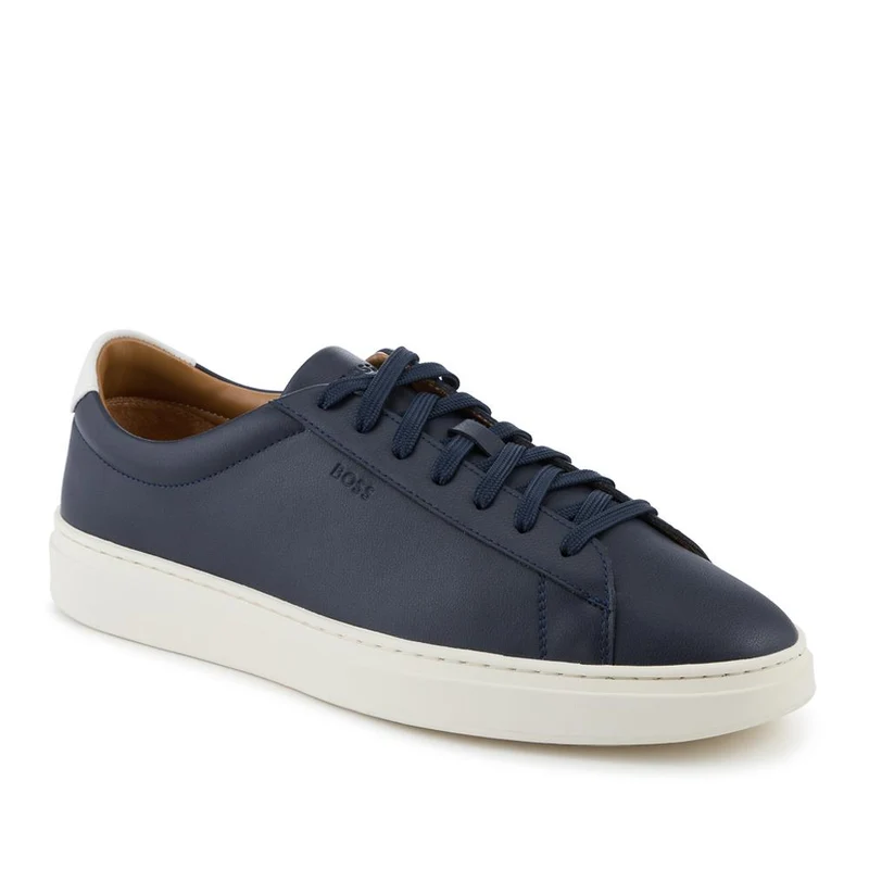 Boss Leather Lace Up Trainers - HUGO42501 / 327 809 - Navy