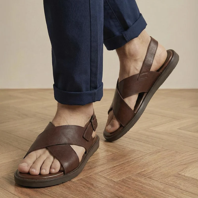 Westbury Leather Buckled Sandals - WESTBURY / 327 026 - Dark Brown