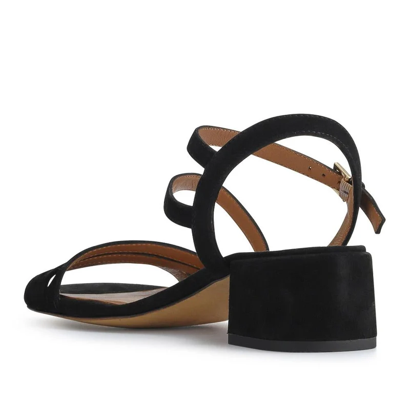Ginette Wide-Fit Leather Sandals - GINETTEWIDE / 327 388 - Black