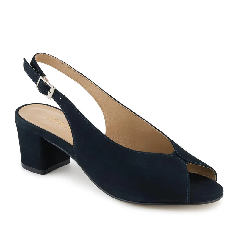 Zahara Leather Peep Toe Slingback Court Shoes - ZAHARA / 329 036 - Navy Nubuck