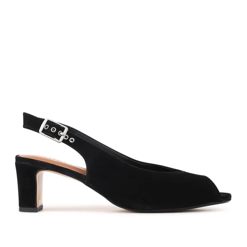 Xiomara Leather Slingback Court Shoes - XIOMARA / 327 552 - Black Suede