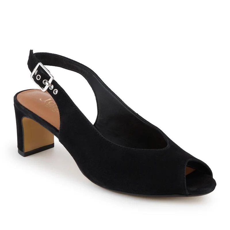 Xiomara Leather Slingback Court Shoes - XIOMARA / 327 552 - Black Suede