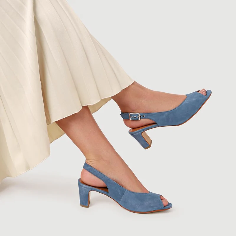 Xiomara Leather Slingback Court Shoes - XIOMARA / 327 552 - Powder Blue
