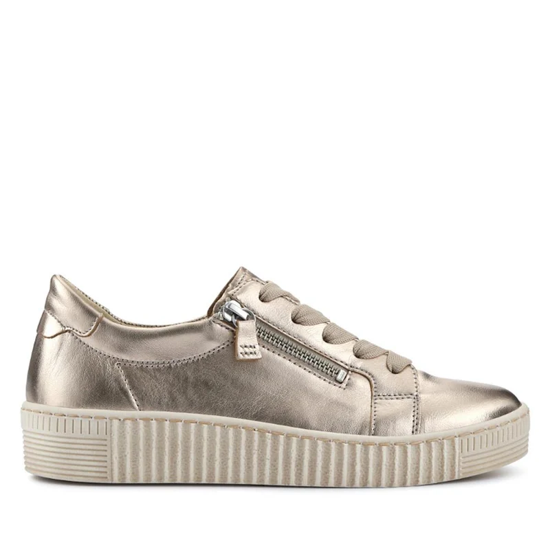 Wisdom Dual Zip Flatform Trainers - GAB31501 / 317 499 - Metallic Beige