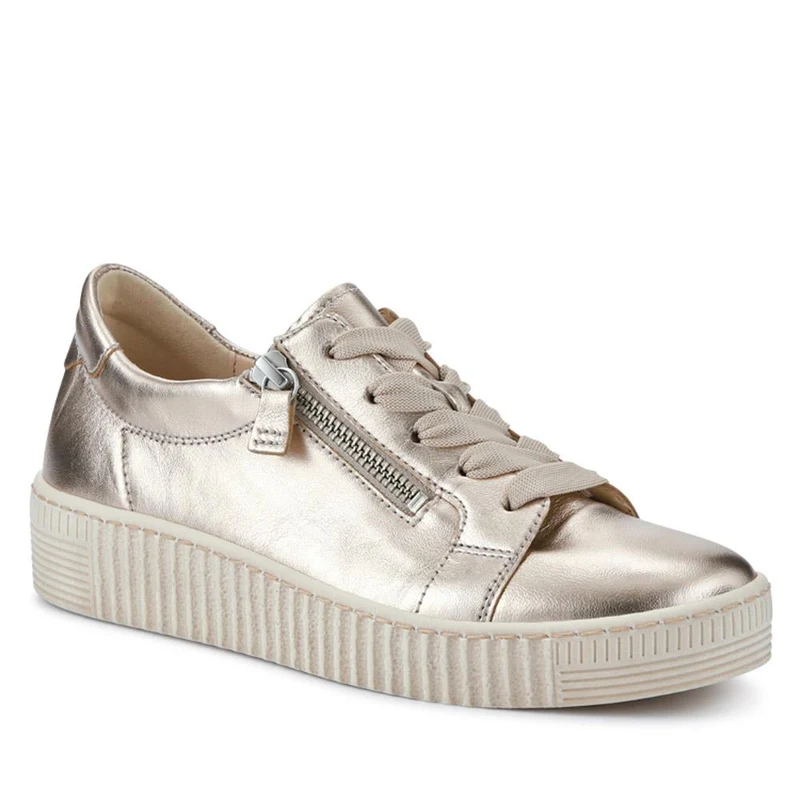 Wisdom Dual Zip Flatform Trainers - GAB31501 / 317 499 - Metallic Beige