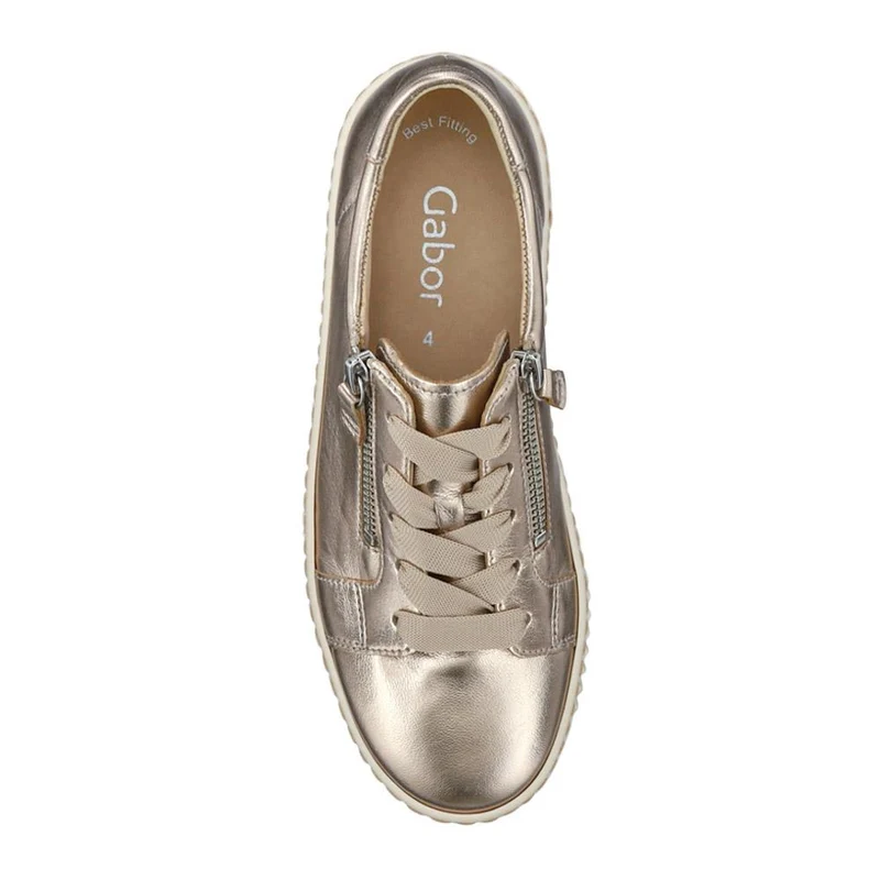 Wisdom Dual Zip Flatform Trainers - GAB31501 / 317 499 - Metallic Beige