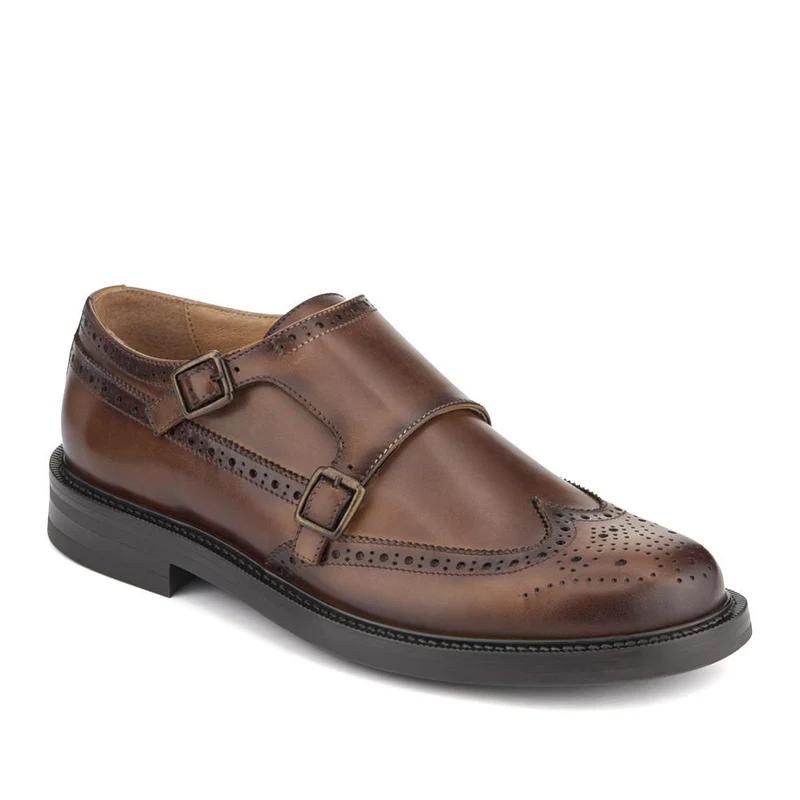 Nathan Leather Double Monk Shoes - NATHAN / 328 501 - Tan
