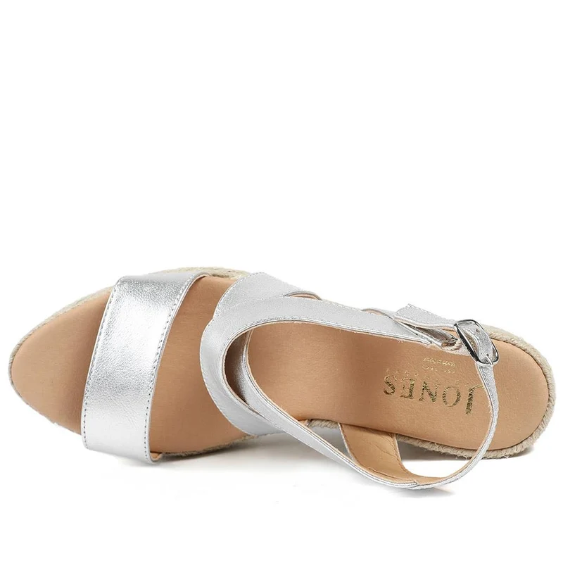 Romilly Leather Wedge Heeled Espadrilles - ROMILLY / 329 085 - Silver