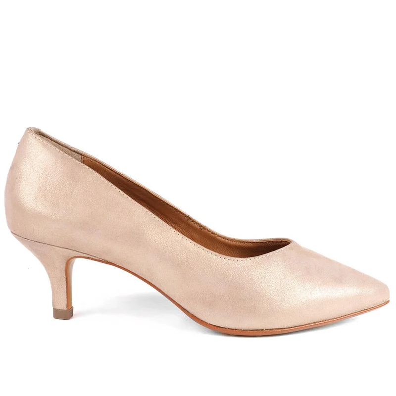 Yulia Leather Stiletto-Heeled Court Shoes - YULIA / 327 598 - Gold Leather