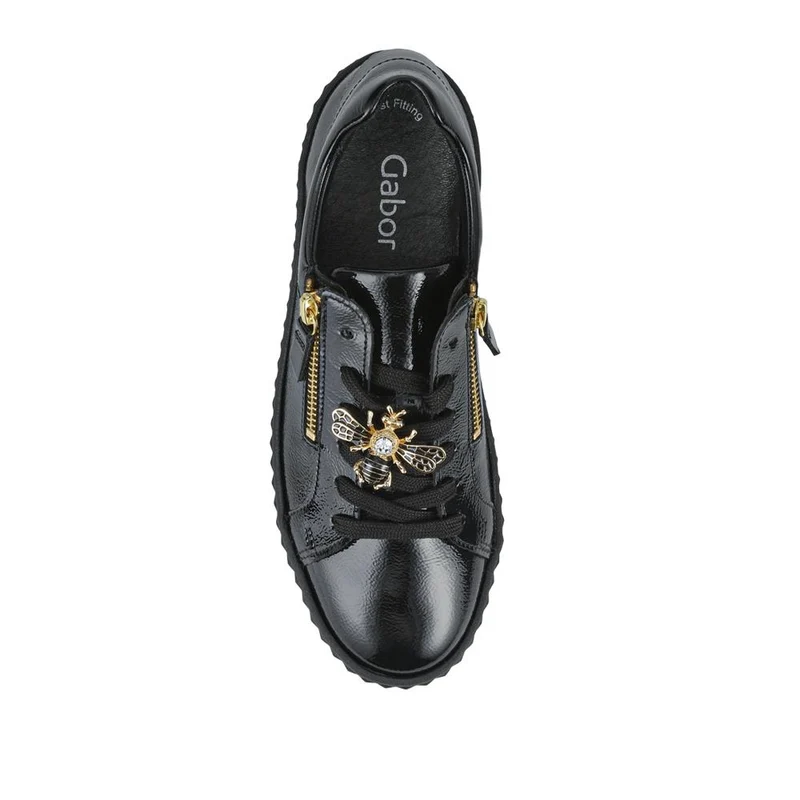Dotcom Leather Platform Trainers With Bee Brooch - GAB42506 / 327 745 - Black Patent