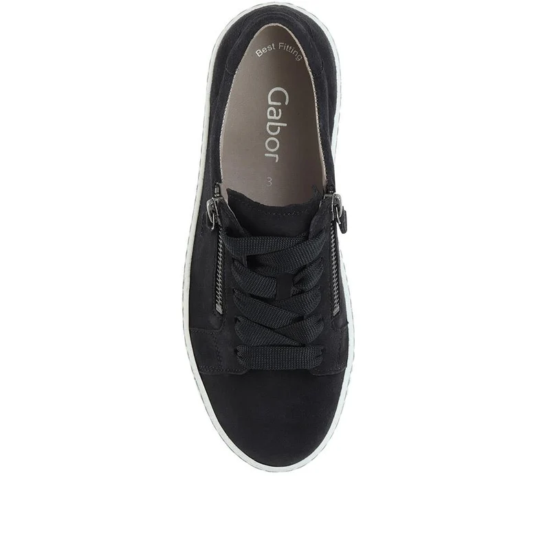 Wisdom Dual Zip Flatform Trainers - GAB31501 / 317 499 - Navy Suede