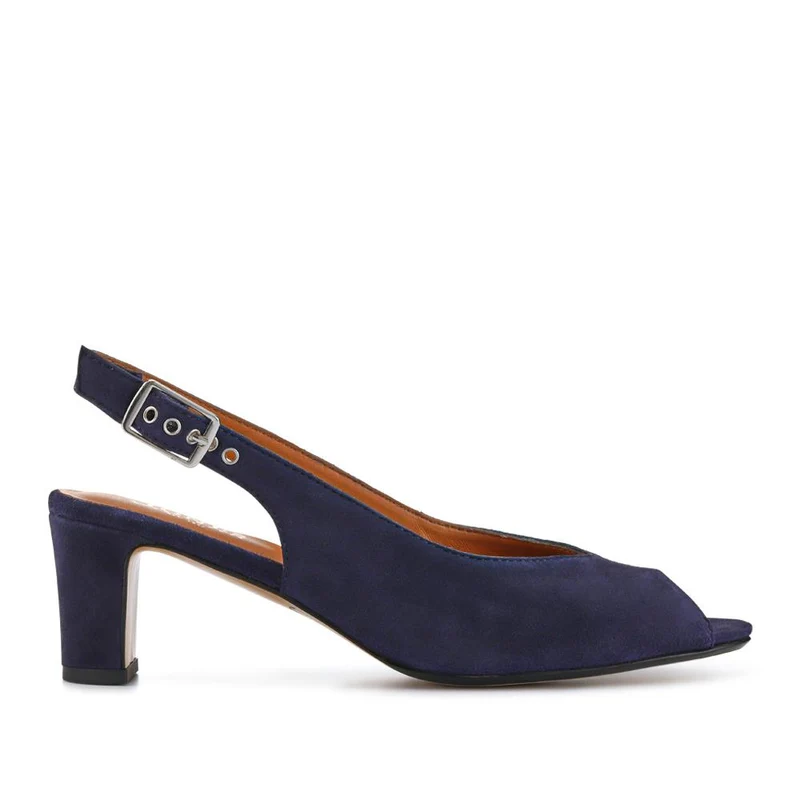 Xiomara Leather Slingback Court Shoes - XIOMARA / 327 552 - Navy Suede