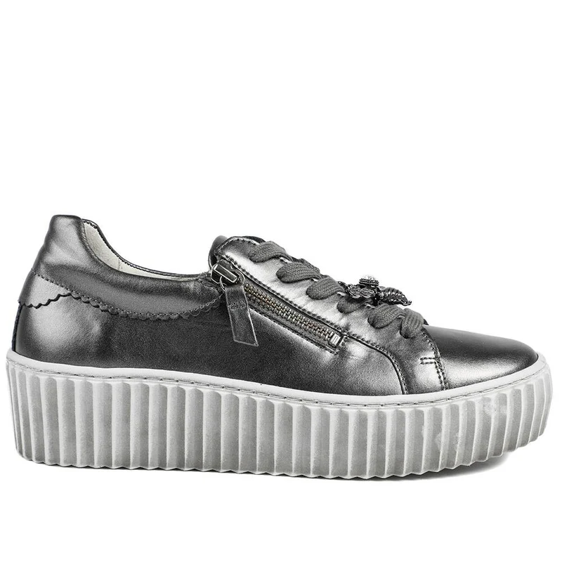 Dotcom Leather Platform Trainers With Bee Brooch - GAB42506 / 327 745 - Metallic