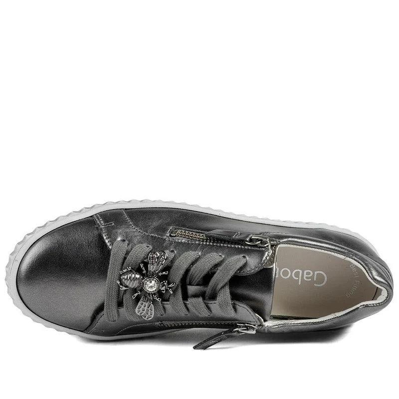 Dotcom Leather Platform Trainers With Bee Brooch - GAB42506 / 327 745 - Metallic