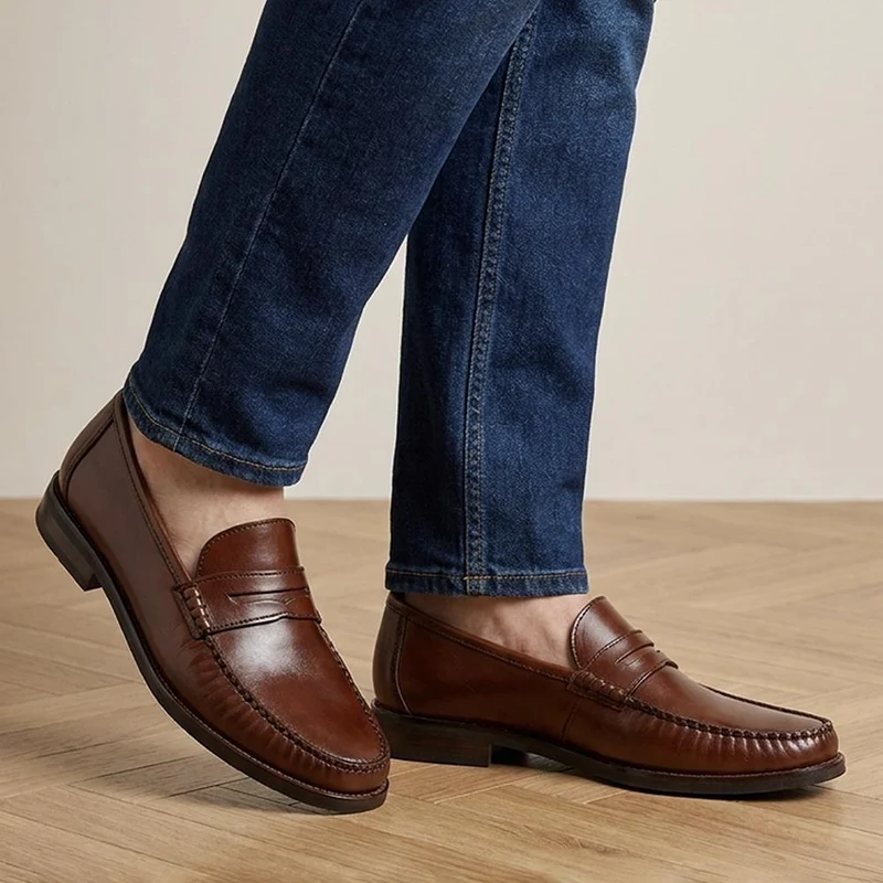 Quennell Leather Penny Loafers - QUENNELL / 326 786 - Chestnut