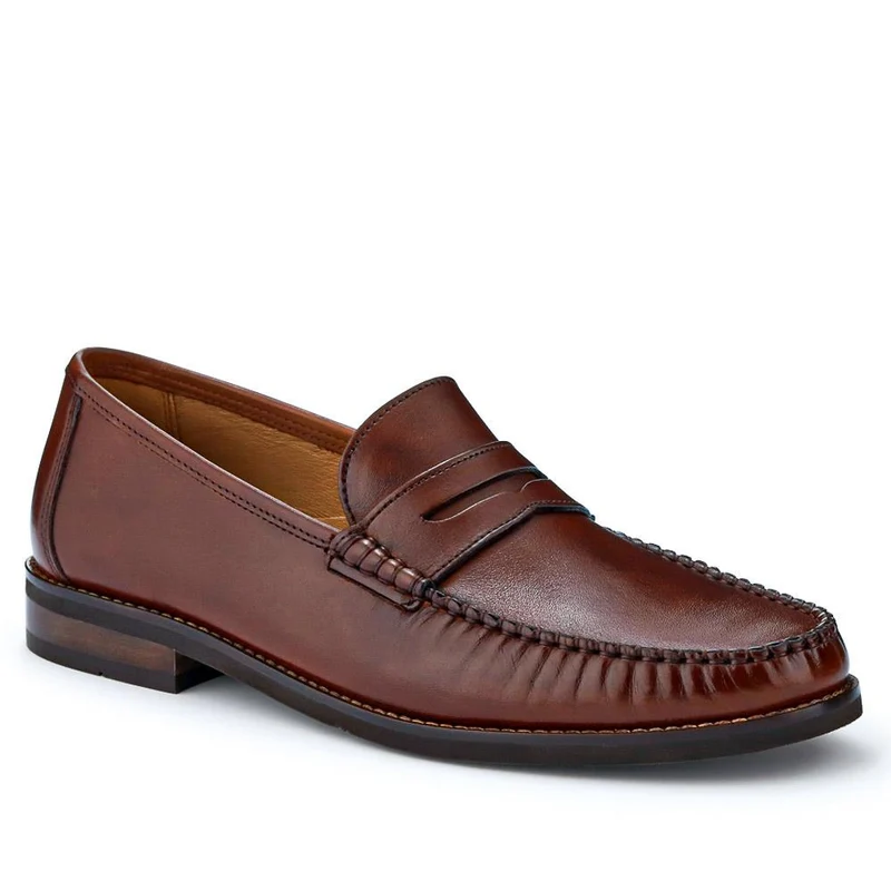 Quennell Leather Penny Loafers - QUENNELL / 326 786 - Chestnut