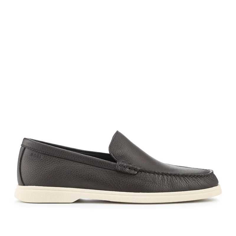 Boss Tumbled-Leather Moccasins - HUGO41509 / 327 628 - Dark Brown